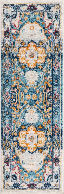 2' x 6' Pierce · Border rug, teal