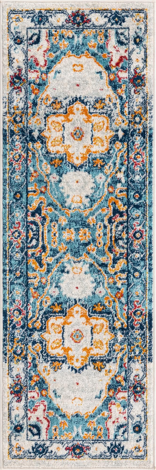 2' x 6' Pierce · Border rug, teal