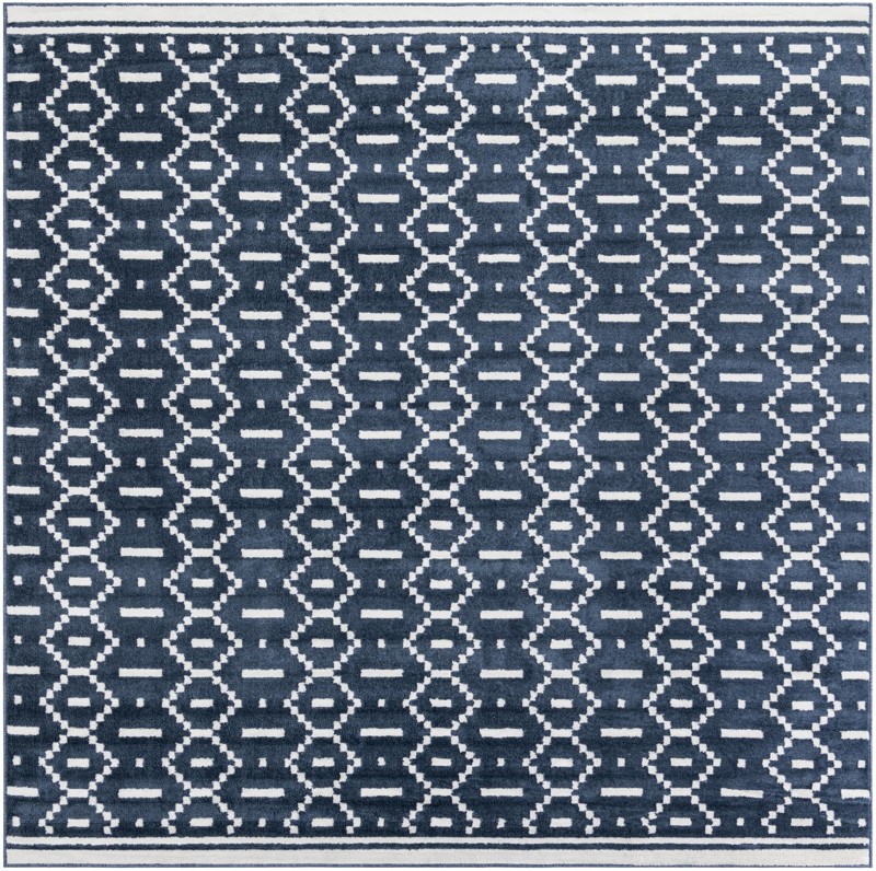 Rankin · Geometric rug, blue and ivory