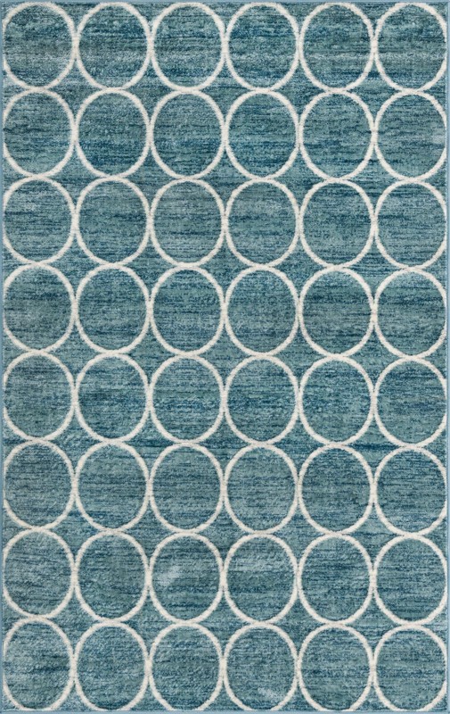 5' x 8' Corvallis · Geometric lattice rug, blue and ivory