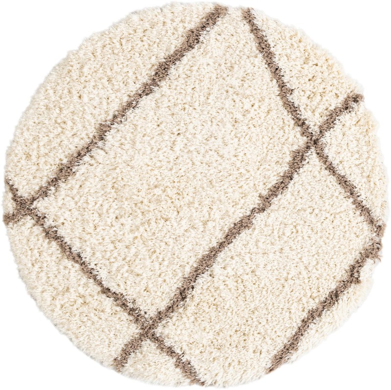 5' x 5' Rockingham · Diamond shag rug, pearl and khaki