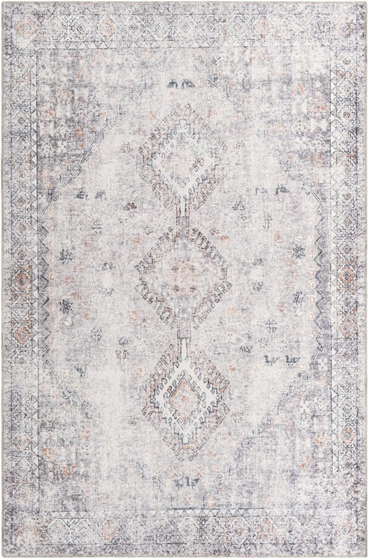 6' x 9' Hodges · Diamond medallion rug, ivory and gray