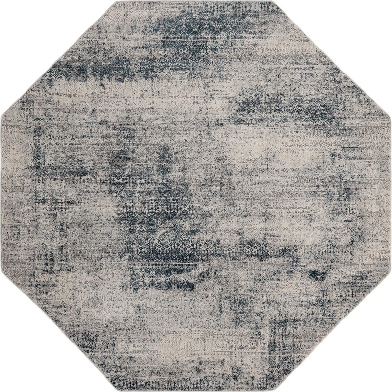 7' 10 x 7' 10 Pryor · Distressed abstract rug, blue and ivory