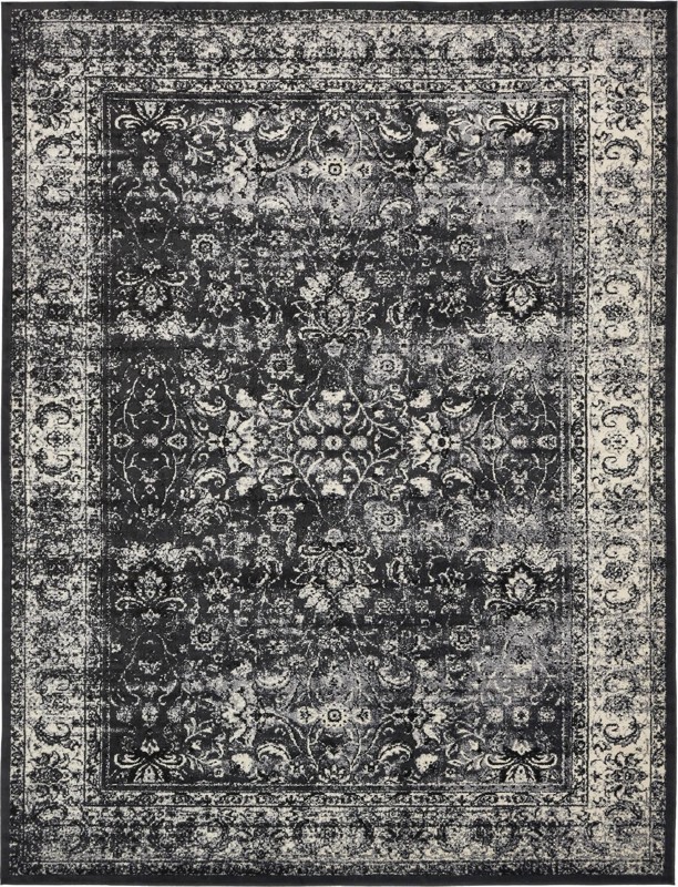10' x 13' Harley · Medallion rug, black and light gray