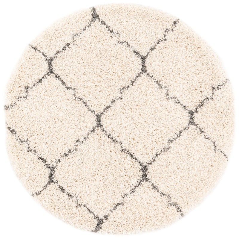 4' x 4' Jameson · Diamond trellis Shag Rug, ivory and gray