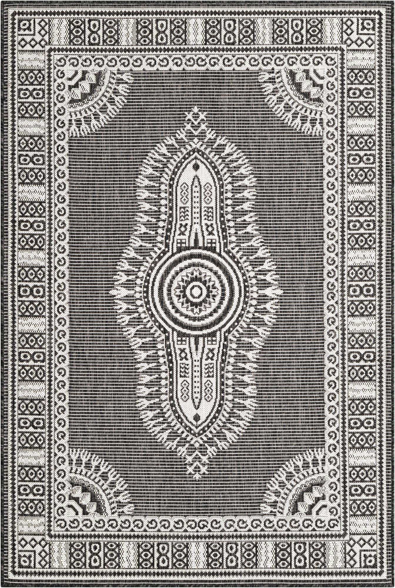 4' x 6' Bainbridge · Border Outdoor Rug, black and white