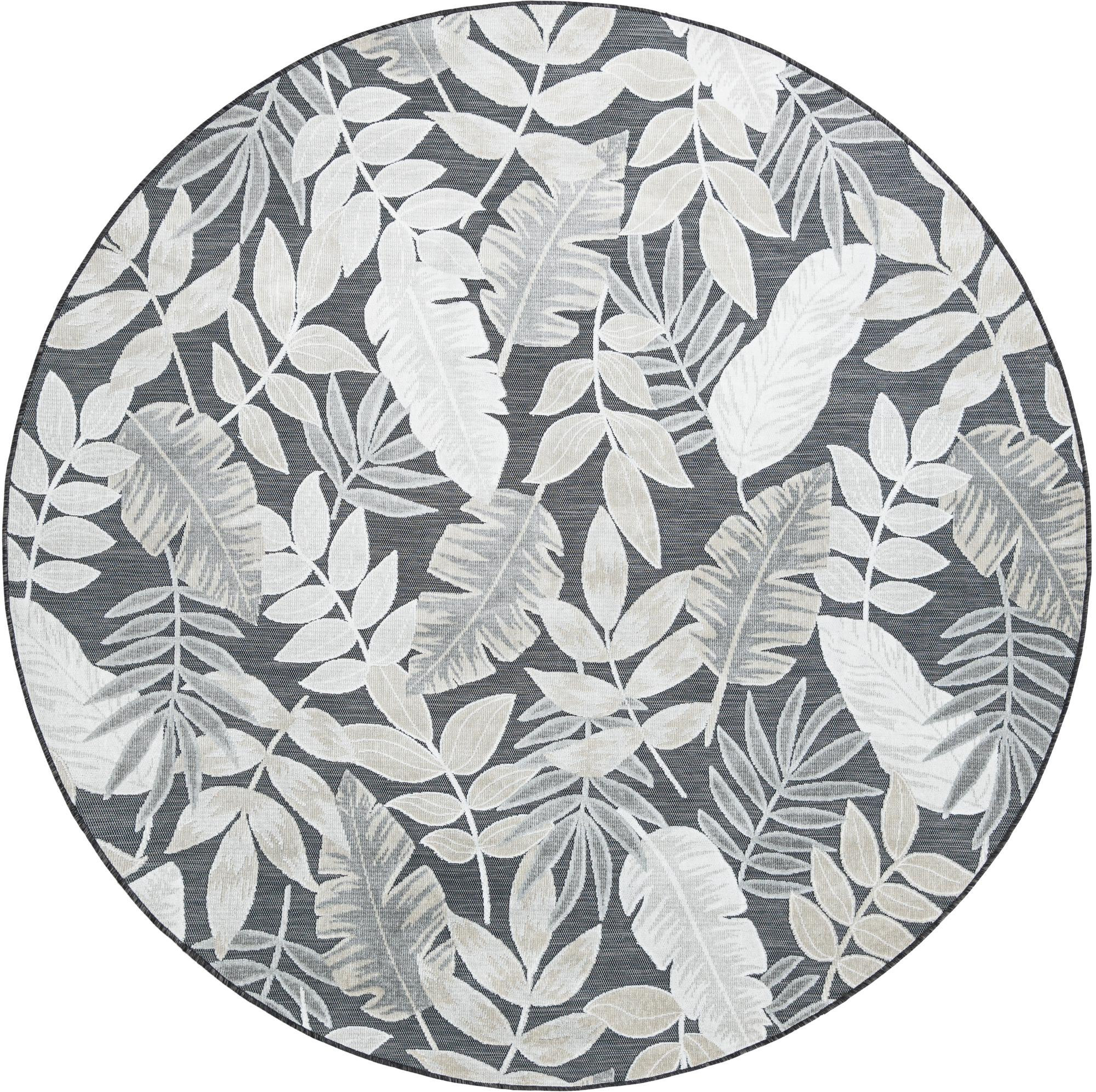 8' 2 x 8' 2 Quimby · Floral / botanical Outdoor Rug, black