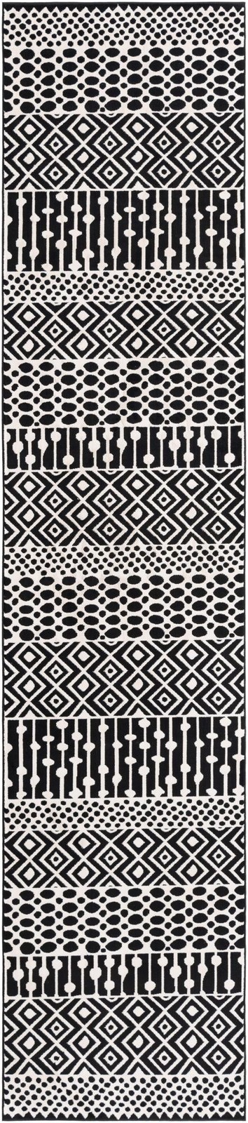 2' 7 x 12' Wigmore · Geometric striped rug, black and white