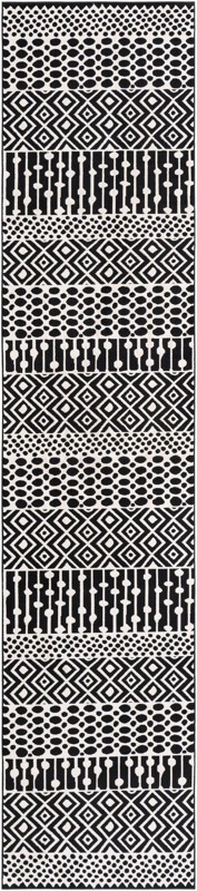 2' 7 x 12' Wigmore · Geometric striped rug, black and white
