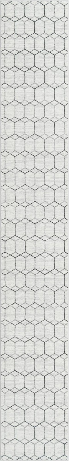 3' x 19' 8 Babcock · Geometric rug, white