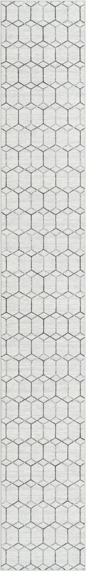 3' x 19' 8 Babcock · Geometric rug, white