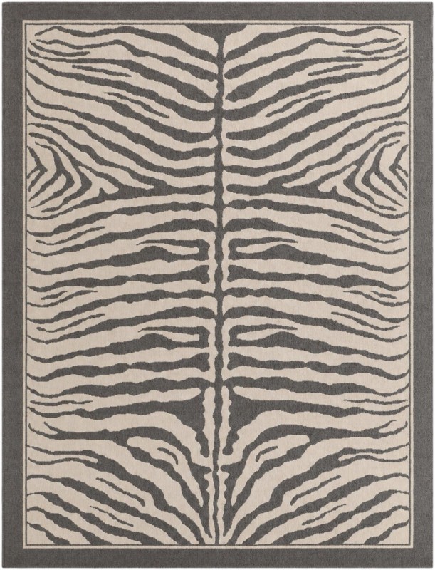 10' x 13' Oldfield · Zebra rug, charcoal and ivory