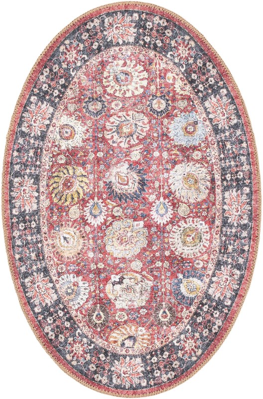 Barlow · Border Washable Rug, vintage red