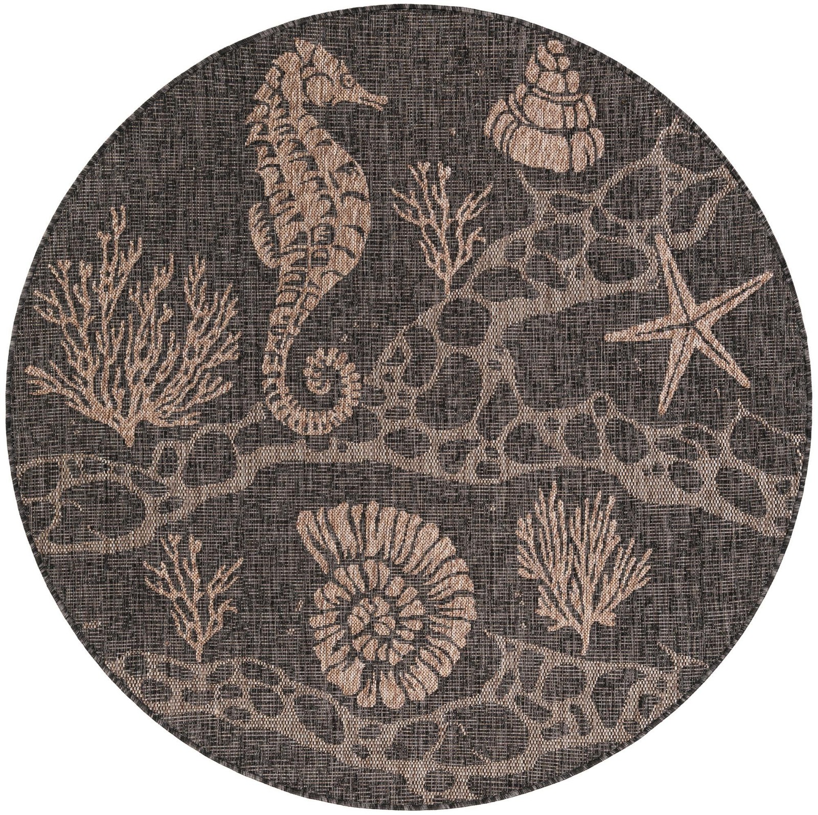 5' 3 x 5' 3 Daly · Pictoral Outdoor Rug, black