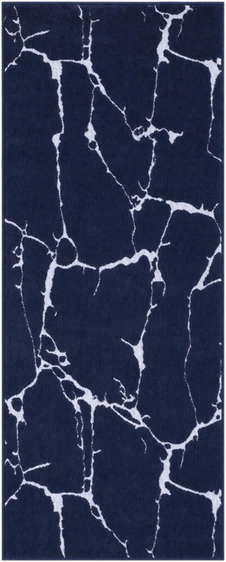 2' x 5' Ravenhill · Abstract marble rug, navy and silver
