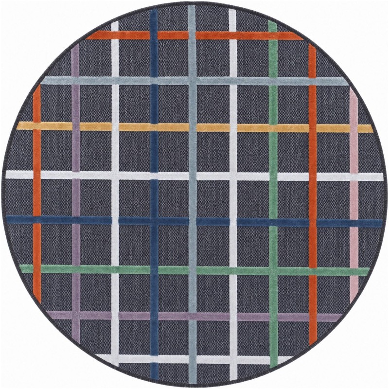 4' 5 x 4' 5 Franklin · Plaid Outdoor Rug, charcoal and multicolor