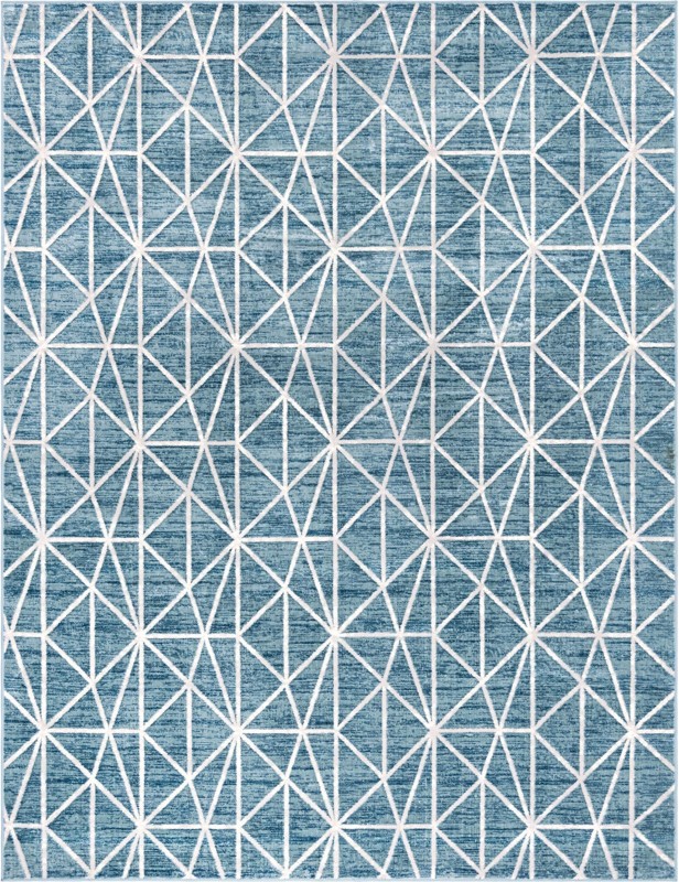 9' x 12' 2 Gilman · Geometric rug, blue and ivory