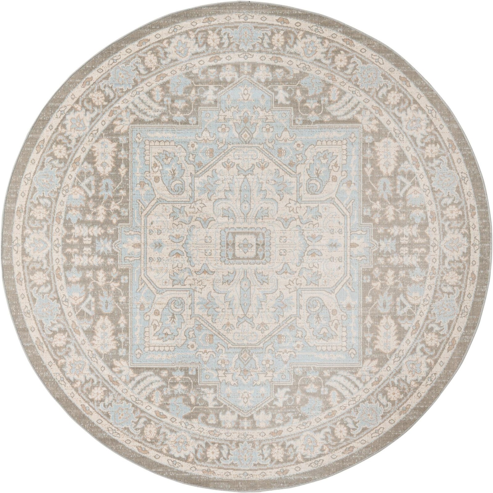 7' x 7' Jessup · Medallion rug, gray, ivory and blue