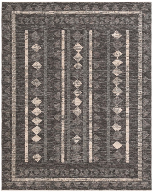 Kearny · Geometric diamond rug, charcoal and ivory