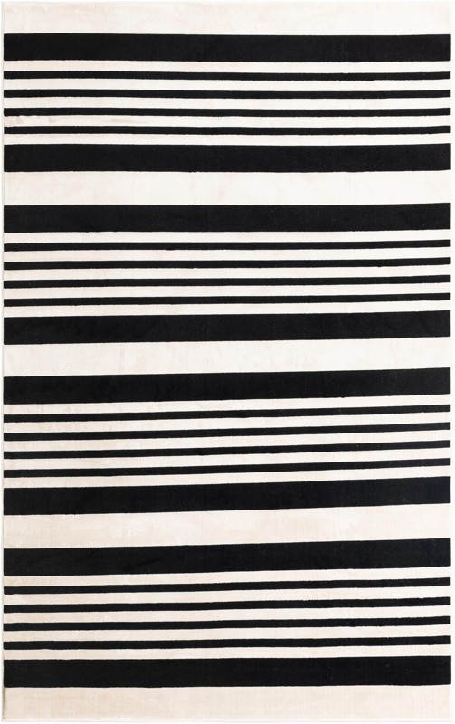 5' 3 x 8' Fern · Striped rug, black and white