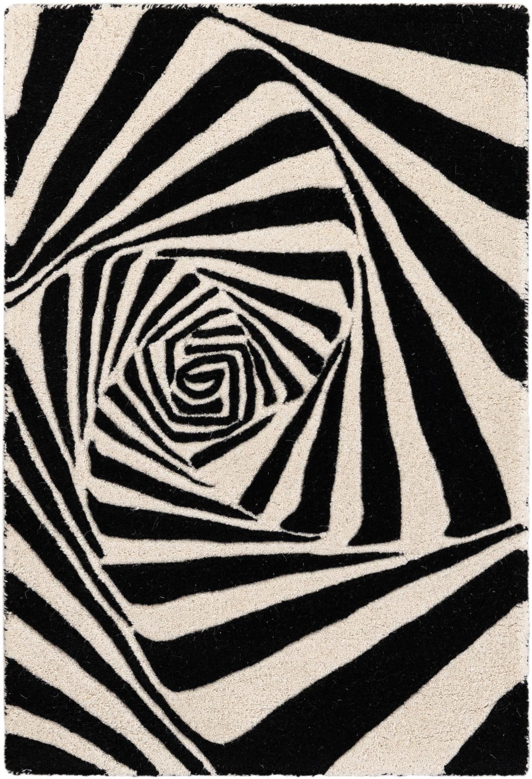 2' x 3' 1 Natchez · Abstract Wool Rug, black and white