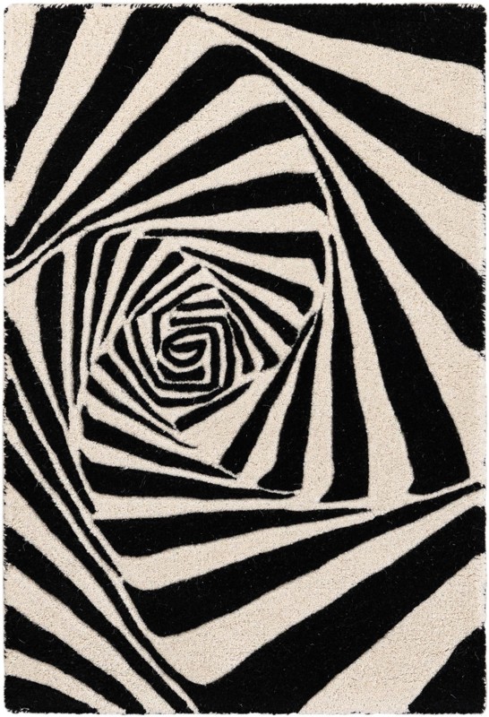 2' x 3' 1 Natchez · Abstract Wool Rug, black and white