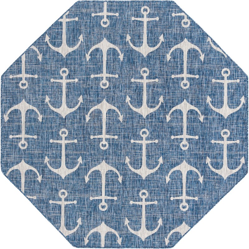 7' 10 x 7' 10 Millbrook · Anchor Outdoor Rug, blue and ivory