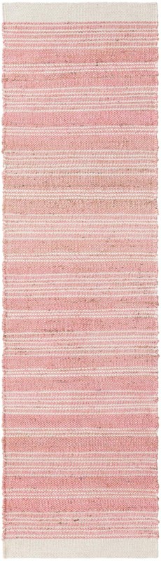 Galway · Striped Wool Rug, blush pink and ivory