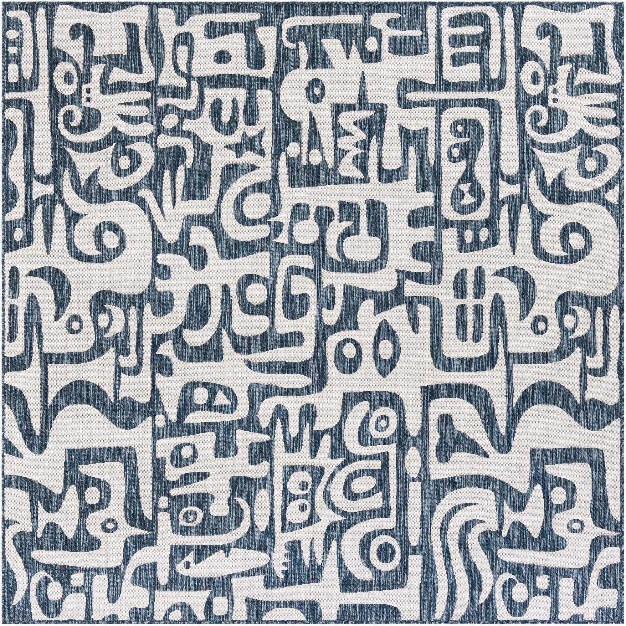 7' 10 x 7' 10 Hungerford · Abstract Outdoor Rug, blue