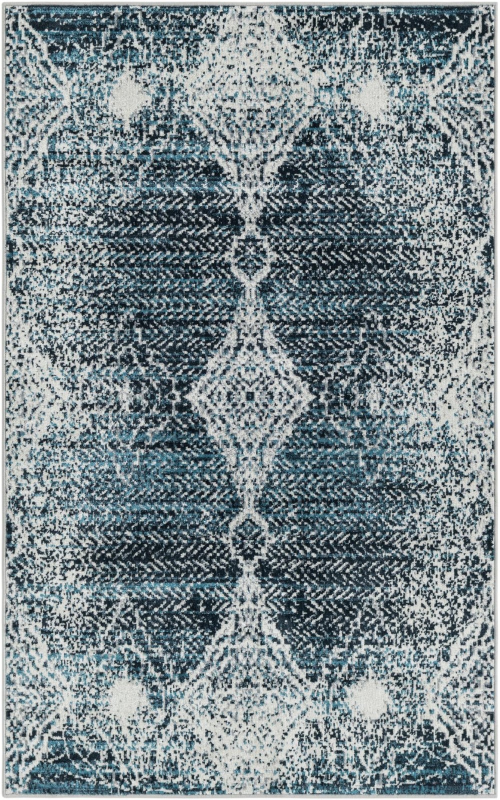 3' 3 x 5' 3 Brower · Medallion Washable Rug, navy and light blue