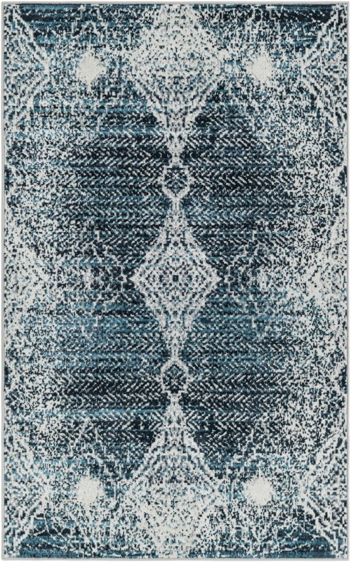 Brower · Medallion Washable Rug, navy and light blue