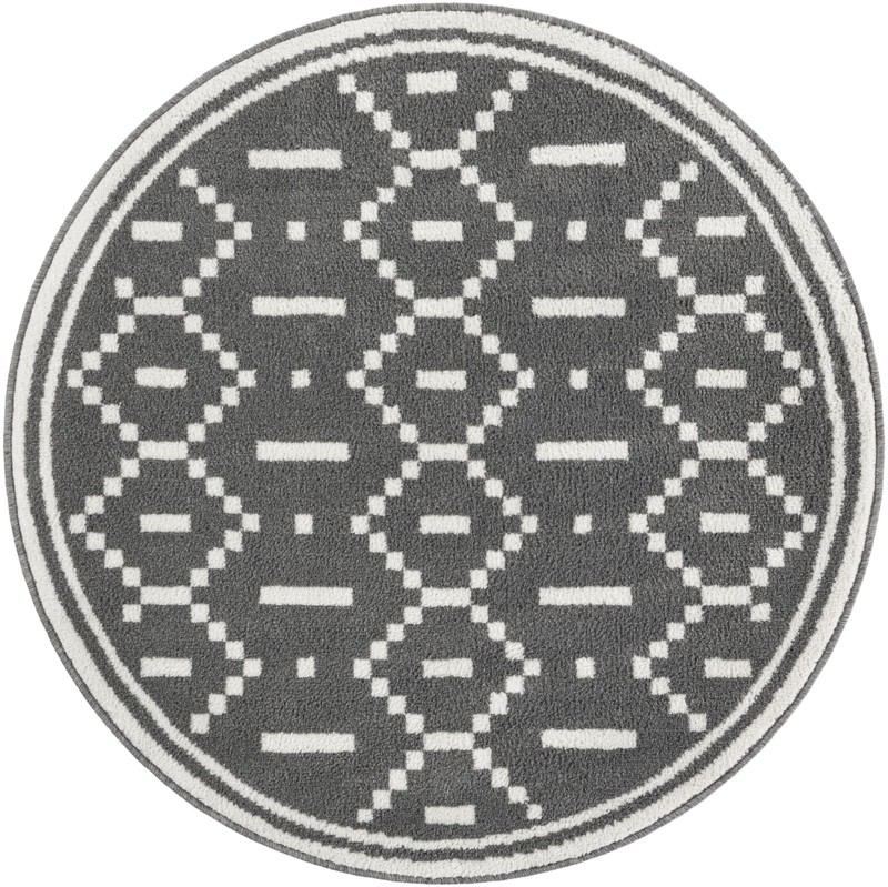 4' x 4' Rankin · Geometric rug, gray and ivory