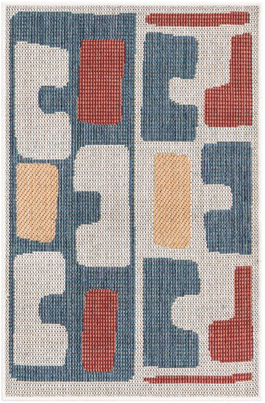 Wainwright · Abstract Outdoor Rug, ivory and blue