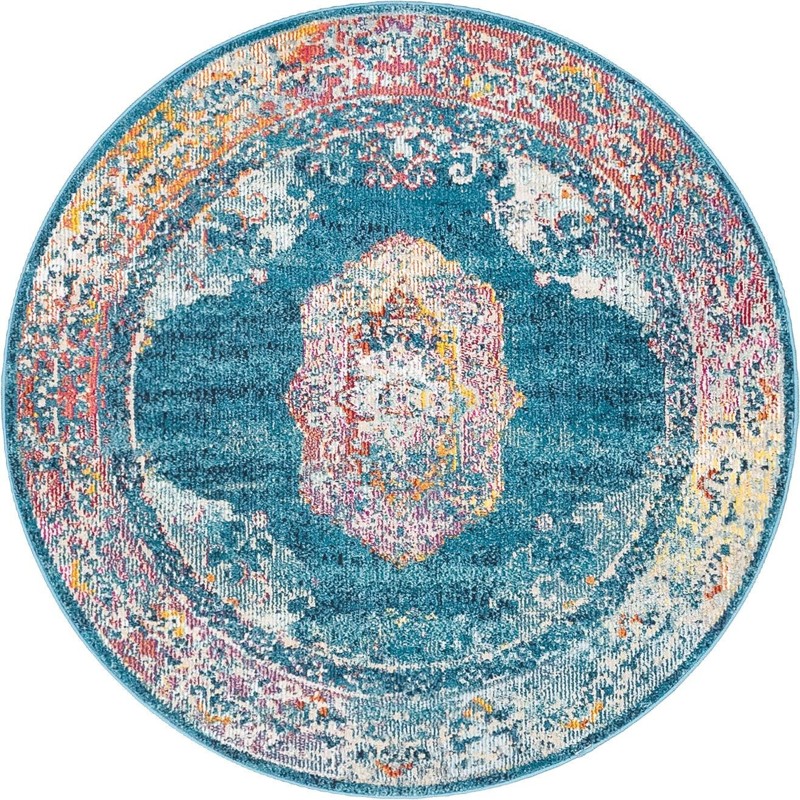 4' x 4' Wilkins · Border rug, turquoise