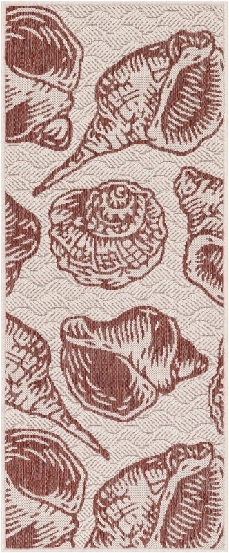 2' x 5' 3 Arcata · Pictoral Outdoor Rug, ivory and rust red