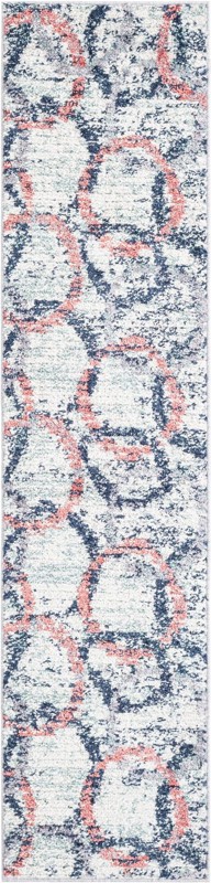 2' x 8' Sallis · Abstract circles rug, ivory, blue, pink