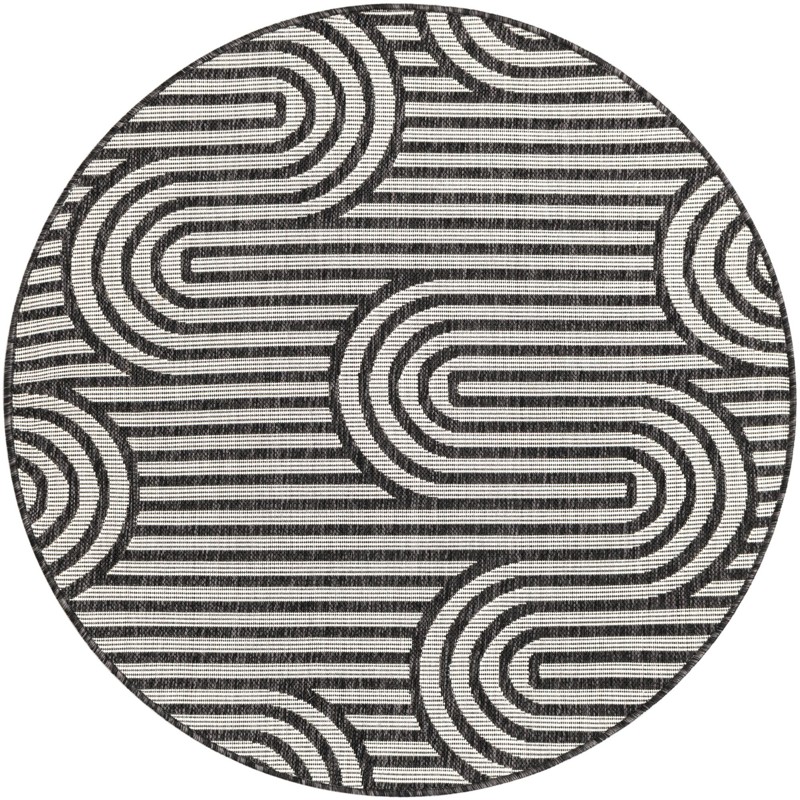 Northam · Geometric linear Outdoor Rug, black and white