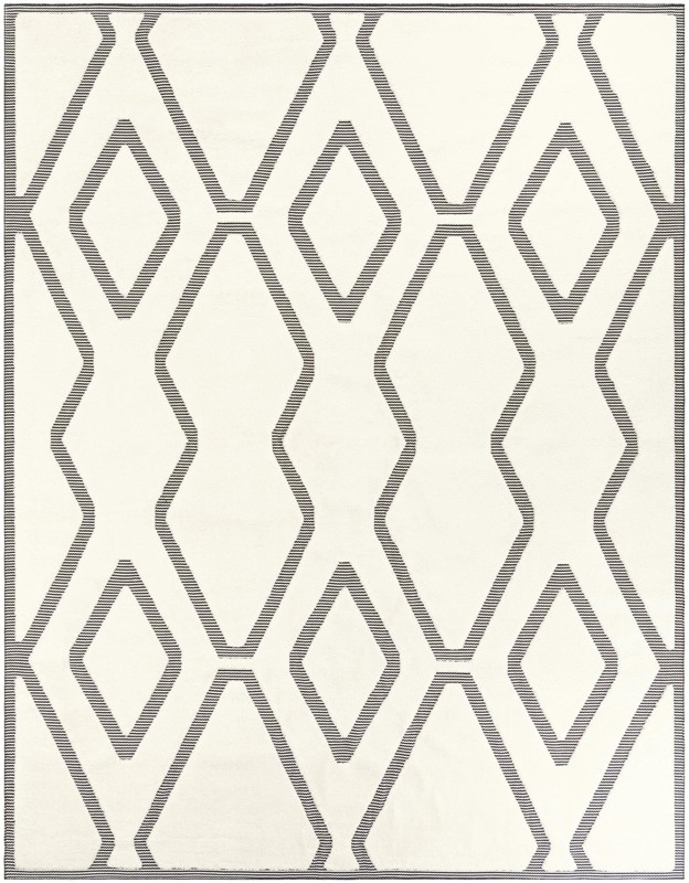 10' x 13' Armstead · Geometric trellis rug, ivory and black