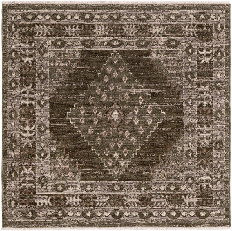 Loveland · Diamond medallion rug, green and brown