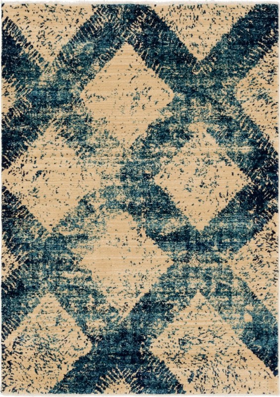 4' x 6' Whitaker · Diamond trellis rug, navy and cream