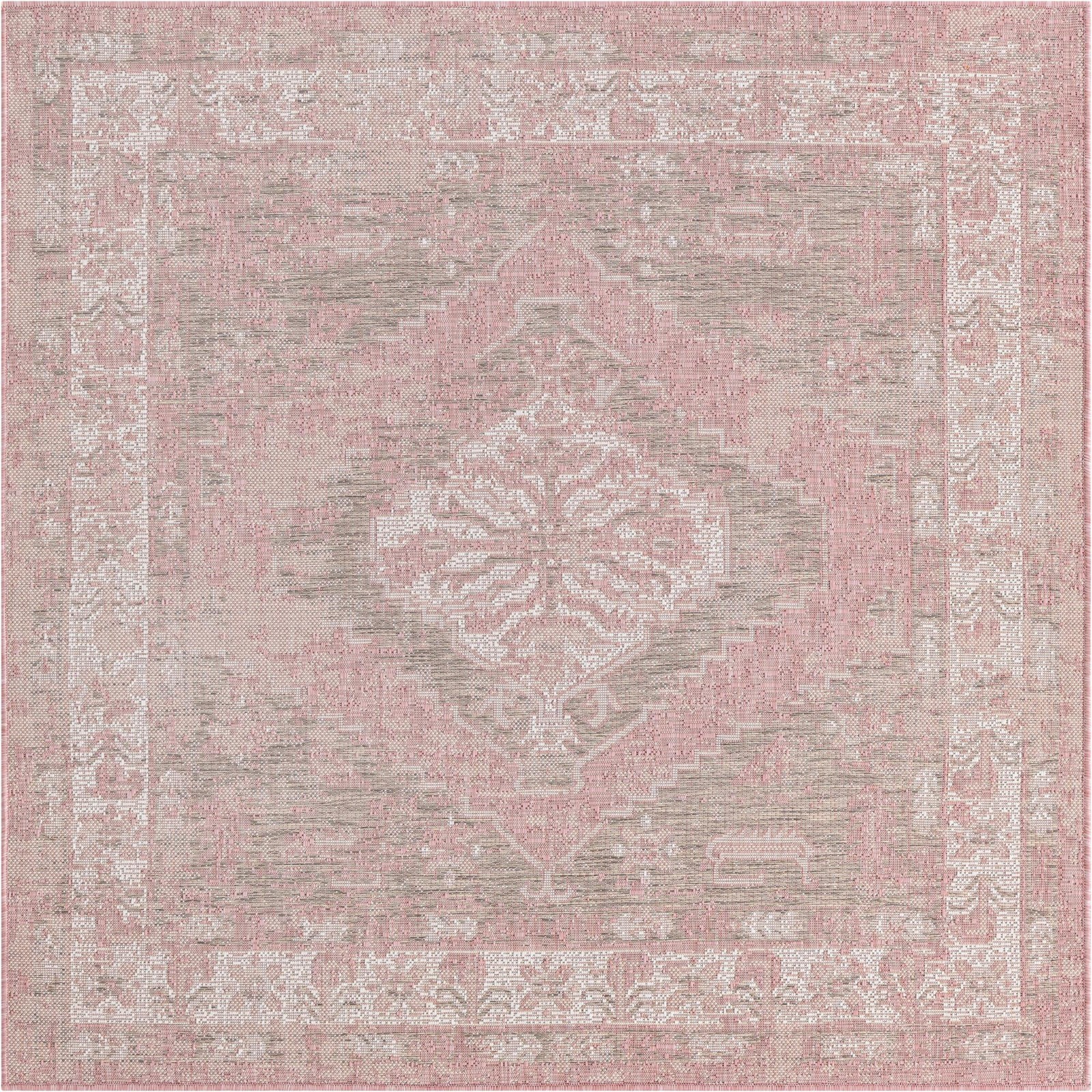 5' 3 x 5' 3 Wylie · Border Outdoor Rug, pink