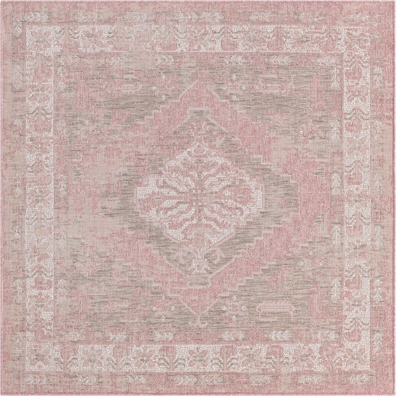 5' 3 x 5' 3 Wylie · Border Outdoor Rug, pink