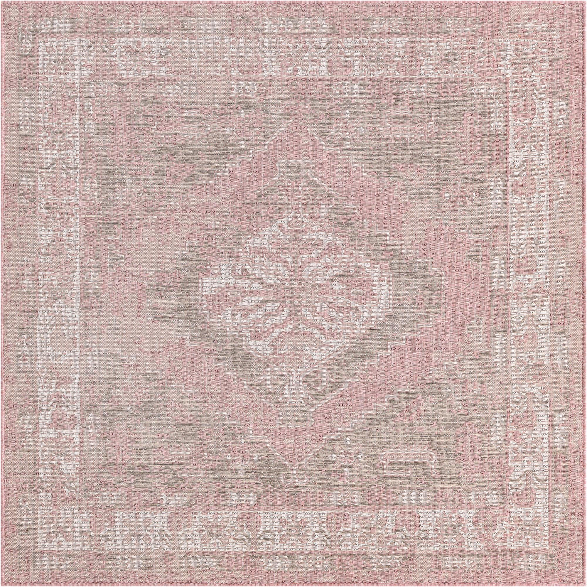 5' 3 x 5' 3 Wylie · Border Outdoor Rug, pink