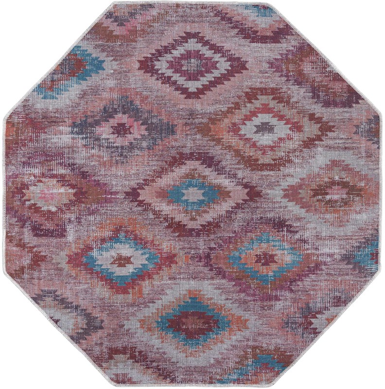 Uttley · Diamond tribal Washable Rug, terracotta and turquoise