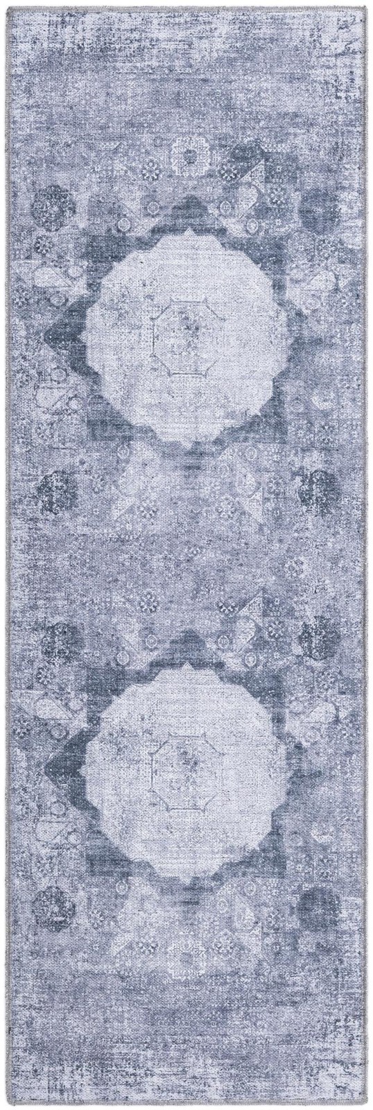 2' x 6' Fallowfield · Medallion Washable Rug, gray ivory