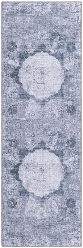 2' x 6' Fallowfield · Medallion Washable Rug, gray ivory
