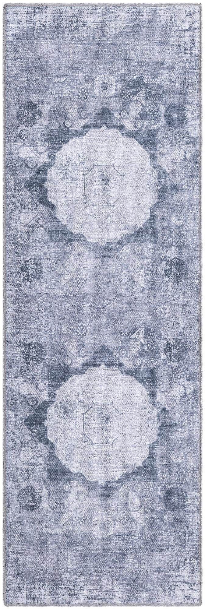 2' x 6' Fallowfield · Medallion Washable Rug, gray ivory