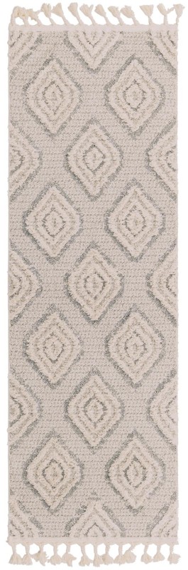 2' x 6' Buckley · Diamond rug, ivory and gray