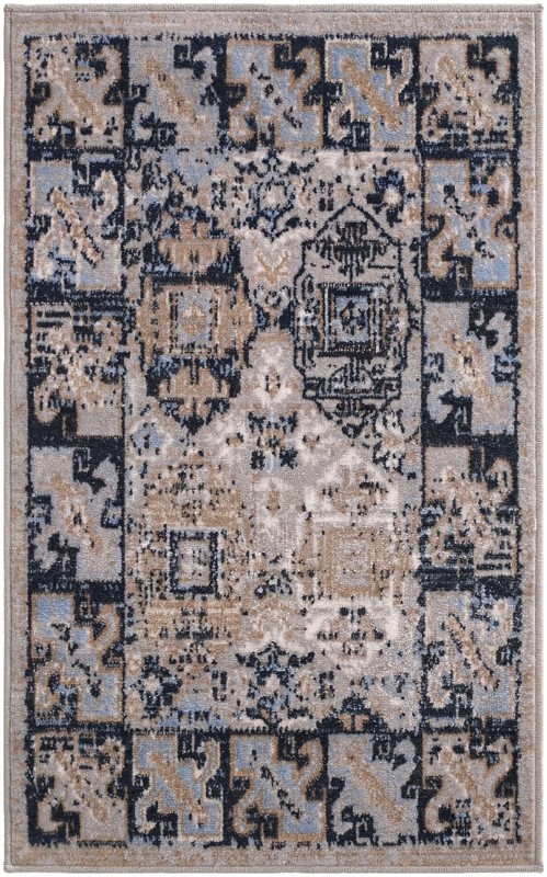 2' x 3' Orme · Geometric medallion Washable Rug, blue and beige