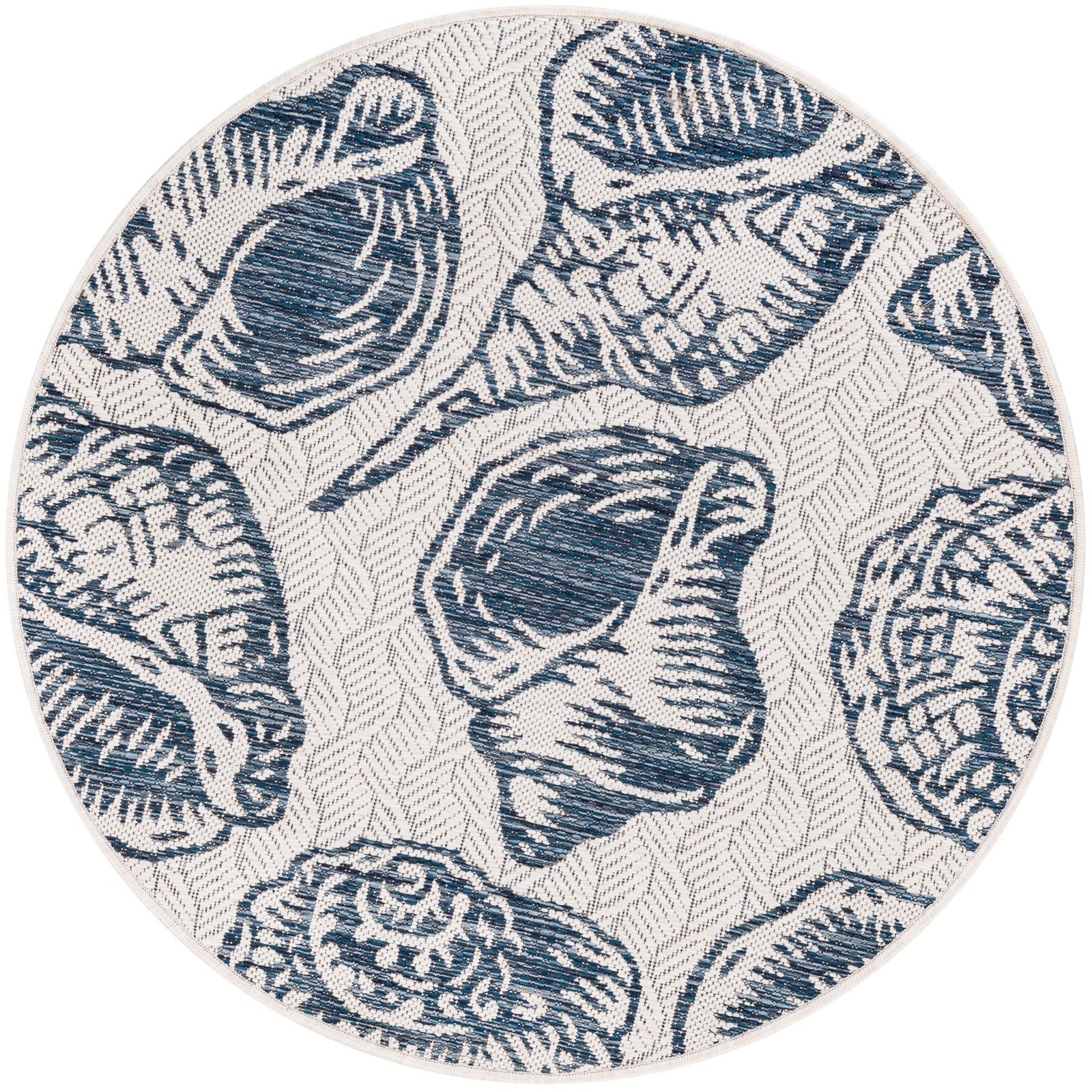 3' x 3' Arcata · Seashell Outdoor Rug, navy and ivory